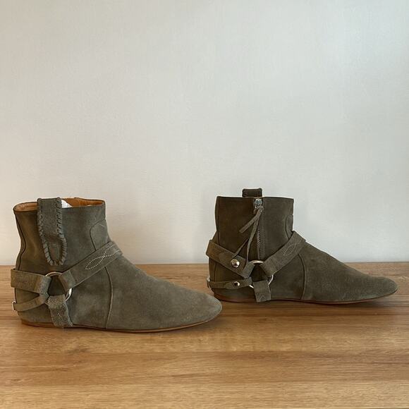 Isabel Marant Etoile Ralf Ankle Boots in Sage Suede Leather Size 39 / US9 Boho - Picture 2 of 6